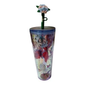 Starbucks Christmas 2023 24 OZ Cold-To-Go Cup With Silicone Straw‎ Topper
